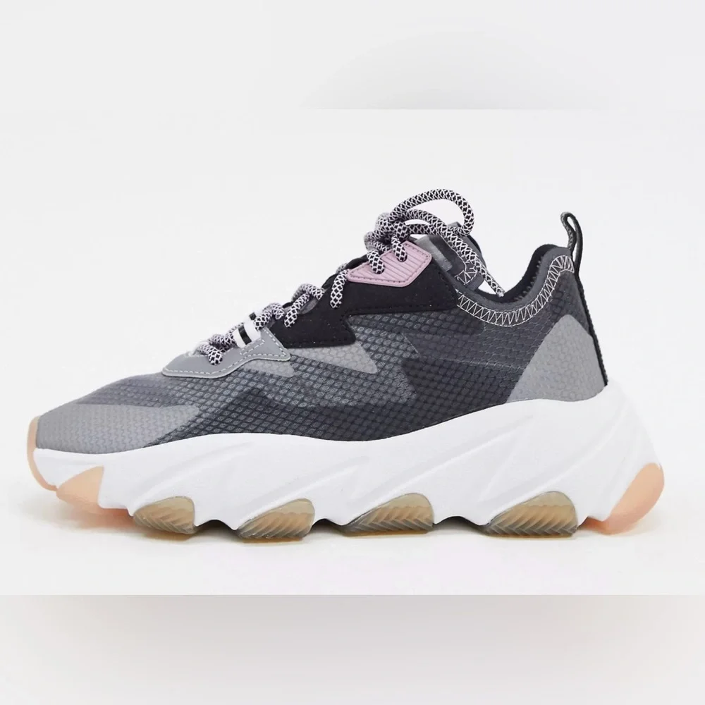 ASH Womens Gray Pull Tab 1-1/2" Platform Eclipse Toe Wedge Athletic Sneaker - Picture 3 of 6